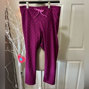 Ladies fuchsia and pink polka dog yoga pants.